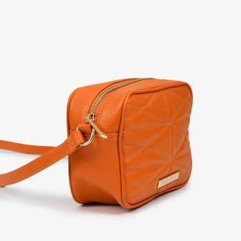 Bolsa Transversal Laranja Matelassê Couro Único