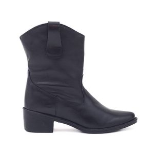 Bota Feminina Country Couro Liso Dayane Magalhães Preta Salto Bloco Cano Médio