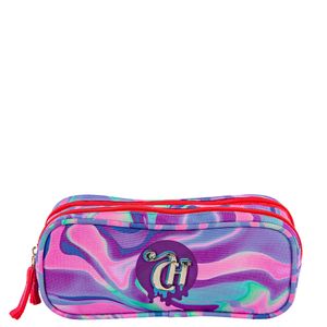 Estojo 2 Compartimentos Em Tecido Estampa Abstract Colorido Aura Sestini