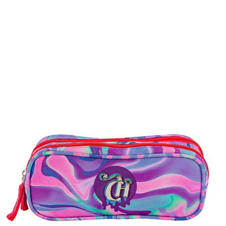 Estojo 2 Compartimentos Em Tecido Estampa Abstract Colorido Aura Sestini