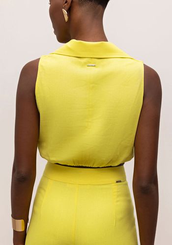 Top Iódice Cropped Sem Manga Detalhe Torção Amarelo P / Amarelo