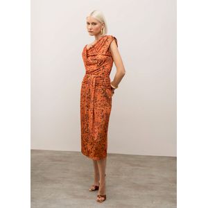 Saia Iódice Lápis Alta Midi Laranja