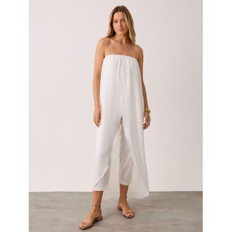 Macacao Sobreposicao Sem Manga Linho Off White