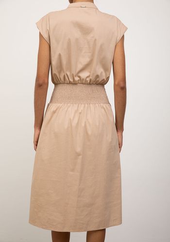 Vestido Iódice Solto Gola Clássica Sem Manga Midi Bege PP / bege