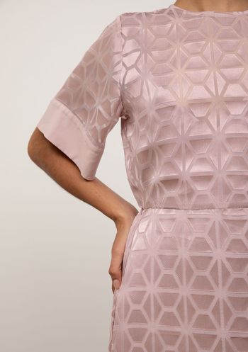 Vestido Iódice Solto Decote Careca Manga Curta Midi Rosa PP / rosa