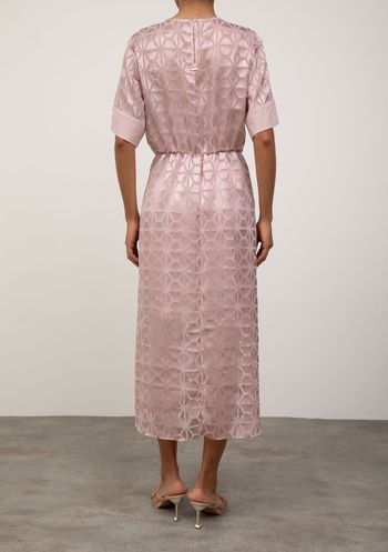 Vestido Iódice Solto Decote Careca Manga Curta Midi Rosa PP / rosa