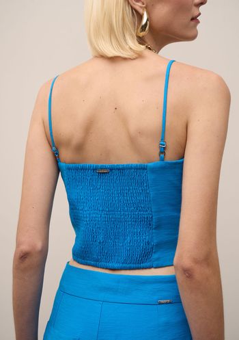 Top Iódice Decote Quadrado Alça Fina Azul PP / Azul