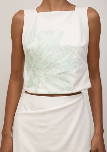 Top Iódice Decote Quadrado Alça Larga Off White M / Off White