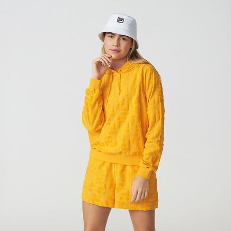 Casaco FILA Raynon Feminino Moletom Atoalhado Manga Raglan Amarelo