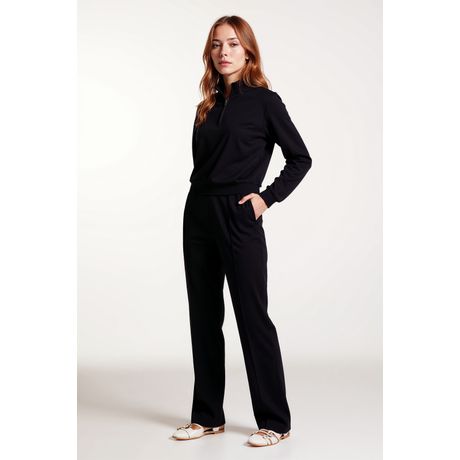 Calça Comfy Reta Com Nervuras Chumbo Traymon