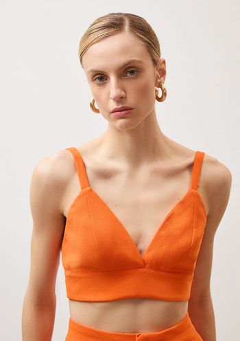 Top Iódice Cropped Alça Com Botão Laranja PP / Laranja