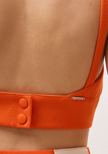 Top Iódice Cropped Alça Com Botão Laranja PP / Laranja