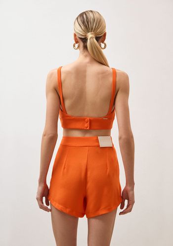 Top Iódice Cropped Alça Com Botão Laranja PP / Laranja