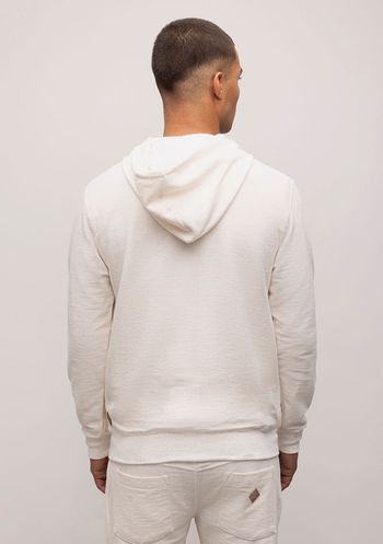 Blusa Capuz Manga Longa Bolso Canguru Bordada Cru P / Cru