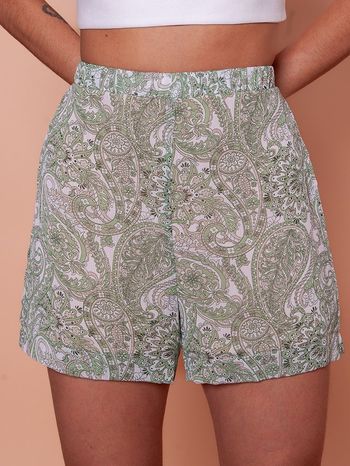 Shorts Cos Elastico Chiffon Yoryu Estampado All's G / Verde