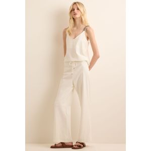 Calça Com Linho Ilhões Corda - OFF WHITE