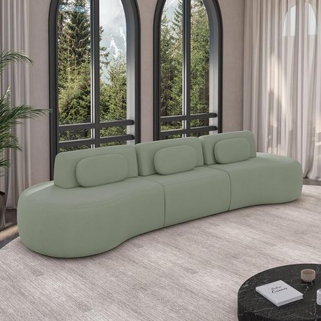 Sofá Sala De Estar Modulado França G45 Lona Cinza Claro Gran Belo