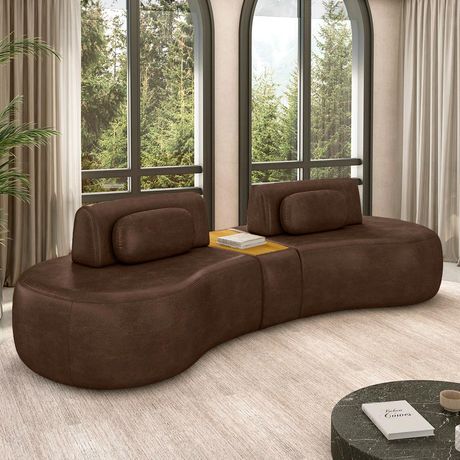 Sofá Sala De Estar Modulado França Courino Marrom G45