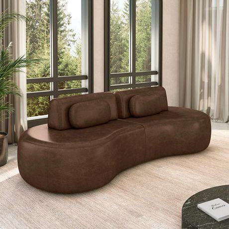 Sofá Sala De Estar Modulado França Courino Caramelo