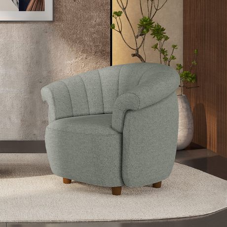 Poltrona Decorativa Latvia Lona Cinza Escuro Gran Belo