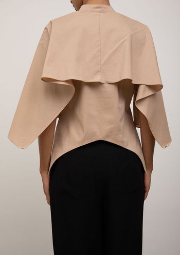 Camisa Iódice Solta Decote Careca Manga Curta Alongada Bege PP / bege