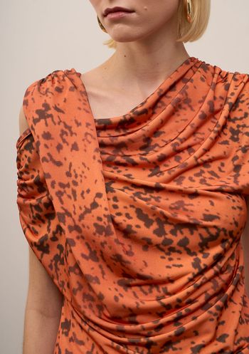 Blusa Iódice Ajustada Um Ombro Só Manga Curta Padrão Laranja PP / Laranja