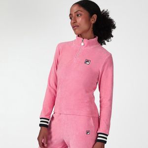 Casaco Fila Pryor Feminino Malha Cotelê Manga Longa Rosa Coral Claro