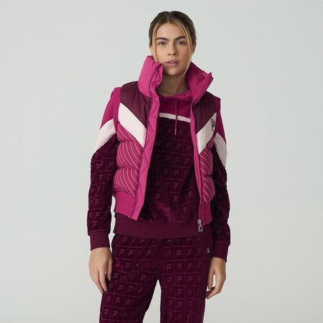 Colete FILA Julie Matelassê Sem Manga Bordô