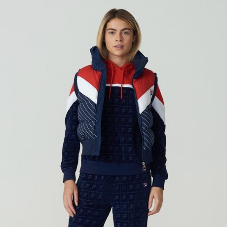 Colete Fila Julie Matelassê Sem Manga Azul Marinho