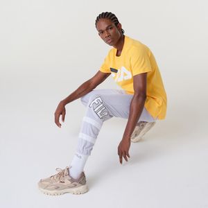 Calça Fila Street Hop Jogger Recorte Malha Telada Cinza Claro