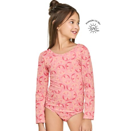 Maiô Infantil Elian Proteção UV Manga Longa Lilás