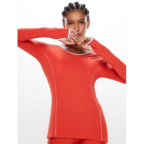 Camiseta Manga Longa Lisa 360 Physical Laranja