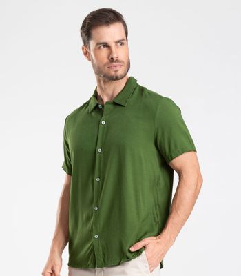 Camisa Viscose Dobby Masculina Diametro Verde M / Verde