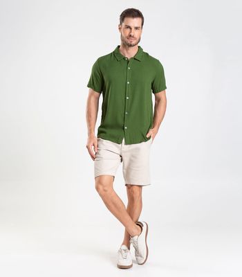 Camisa Viscose Dobby Masculina Diametro Verde M / Verde