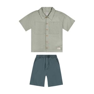 Conjunto Infantil Menino Camisa Linho Manga Curta Verde Claro
