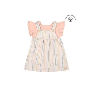 Conjunto Bebê Menina Vestido Listrado Colorittá Rosa