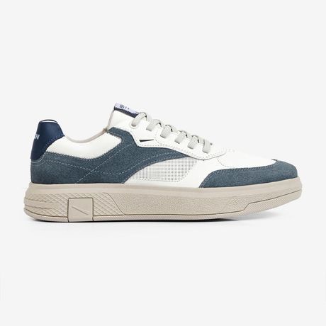 Tênis Masculino Dream Ferracini Sneaker Camurça Off White Azul Solado Bege