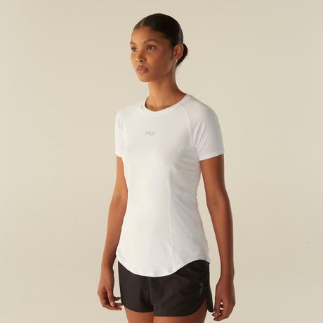 Blusa Fila Racer Feminina Malha Texturizada Raglan Branco