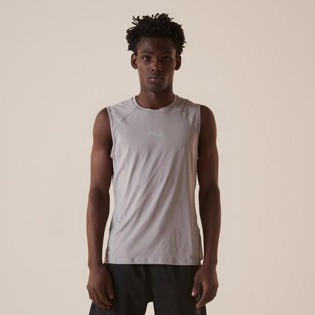 Regata FILA Performa Eco Masculina Ajustada Sem Manga Cinza Claro