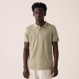 Polo FILA Evan Masculina Canelada Manga Curta Bege Claro