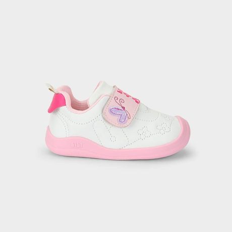 Tênis Infantil Bibi Fisioflex 5.0 Casual Couro Liso Branco Com Borboleta