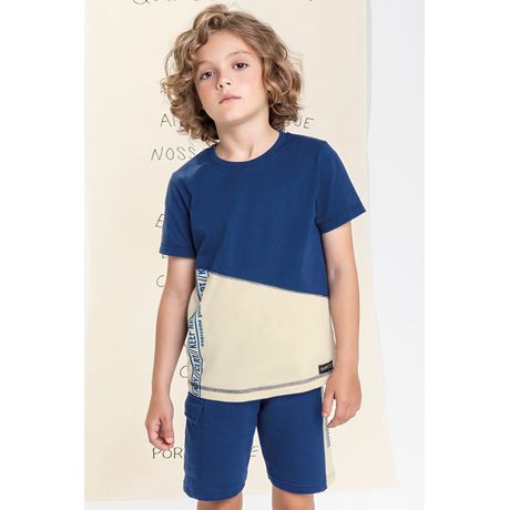 Conjunto Infantil Menino Recortes Bicolor Keep Ready Colorittá Azul Escuro