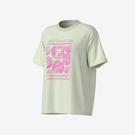 Camiseta Fila Feminina Oversized Letter Graphic Manga Curta Bege Claro