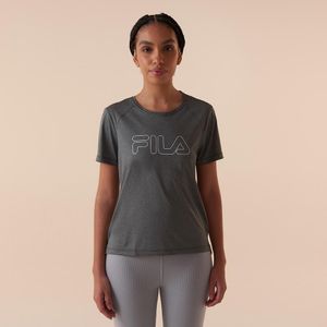 Blusa Fila Basic Train II Feminina Flamê Manga Curta Alongada Cinza Escuro
