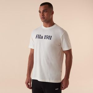 Camiseta Fila Comfort 1911 Masculina Malha De Algodão Manga Curta Branca