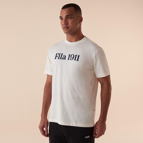 Camiseta Fila Comfort 1911 Masculina Malha De Algodão Manga Curta Branca