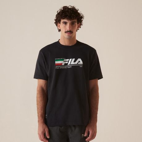Camiseta FILA Comfort Tour Motor Sport Masculina Malha Manga Curta Chumbo