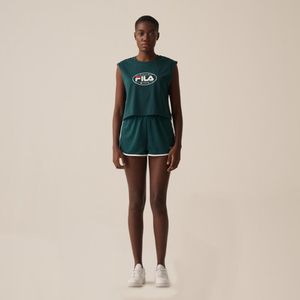 Regata Fila Biella Italia Feminina Meia Malha Sem Manga Azul Escuro