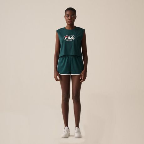 Regata Fila Biella Italia Feminina Meia Malha Sem Manga Azul Escuro