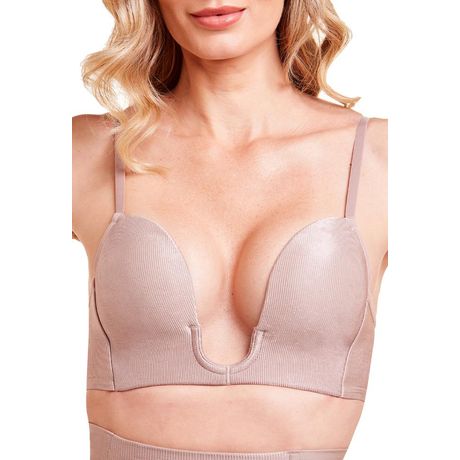Sutiã Decote Profundo Com Bojo Deep Bra Canelado Blush